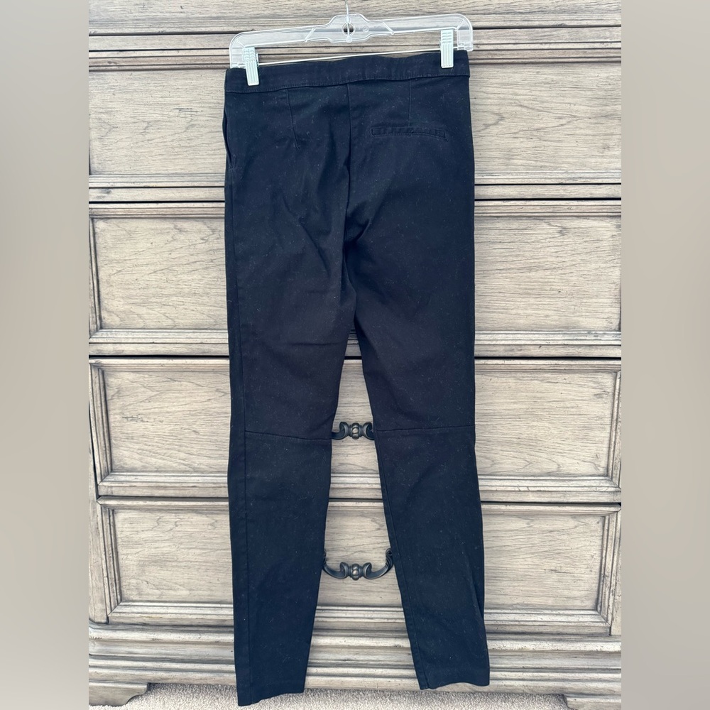H&M Black Trousers EUC Skinny Khakis Dress Pants Chinos Cotton Stretch High Rise - Picture 5 of 9
